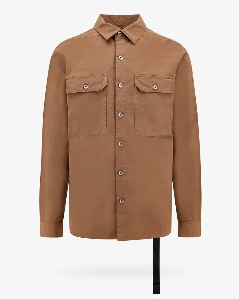 DRKSHDW by Rick Owens Organic cotton shirt with iconic logoed ribbon -  - gender_Man Brown
