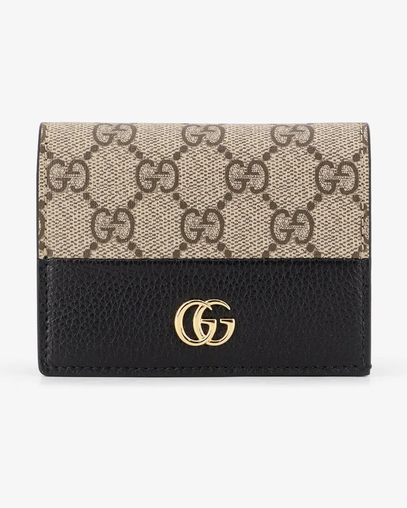 Gucci Mini leather wallet and GG Supreme fabric -  - gender_Woman Brown