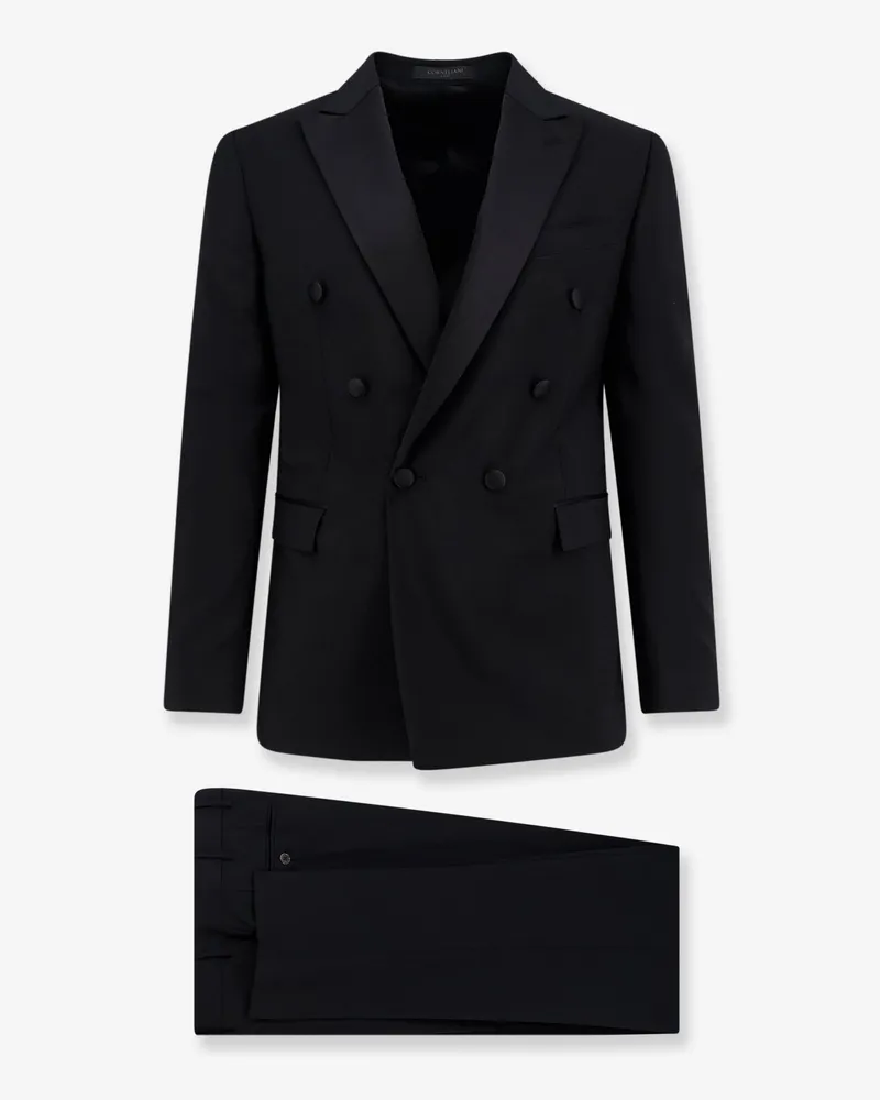 Corneliani Double-breasted virgin wool and mohair tuxedo -  - gender_Man Black