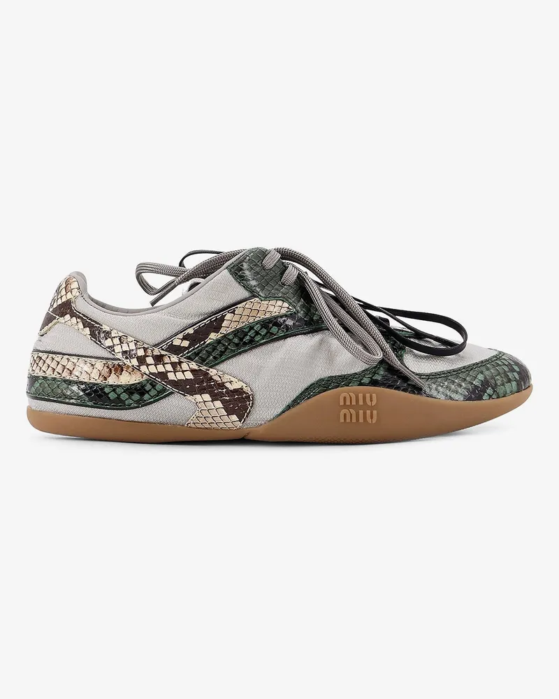 Miu Miu Gymnasium technical fabric and python-print Aisley sneakers -  - gender_Woman Grey