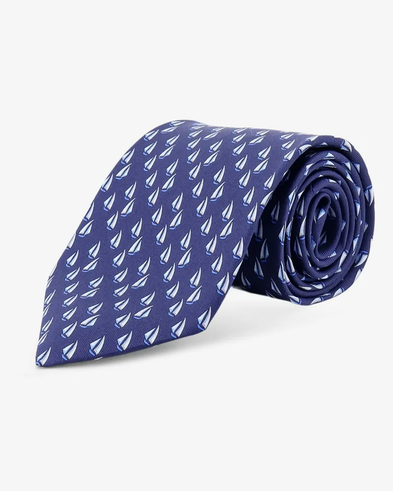 Ferragamo Catamarano silk tie with Nautica print -  - gender_Man Blue