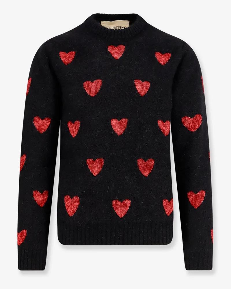 Valentino Garavani Wool and mohair sweater with lurex hearts -  - gender_Man Black