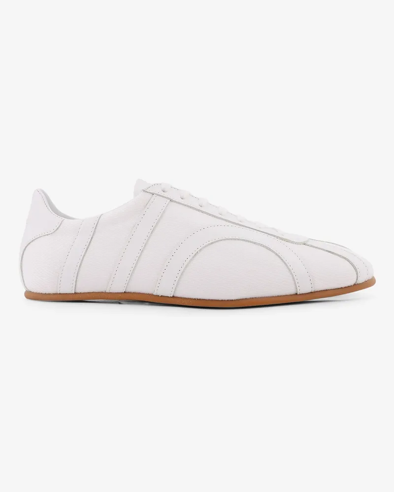Totême Canvas low-top sneakers with leather profiles -  - gender_Woman White