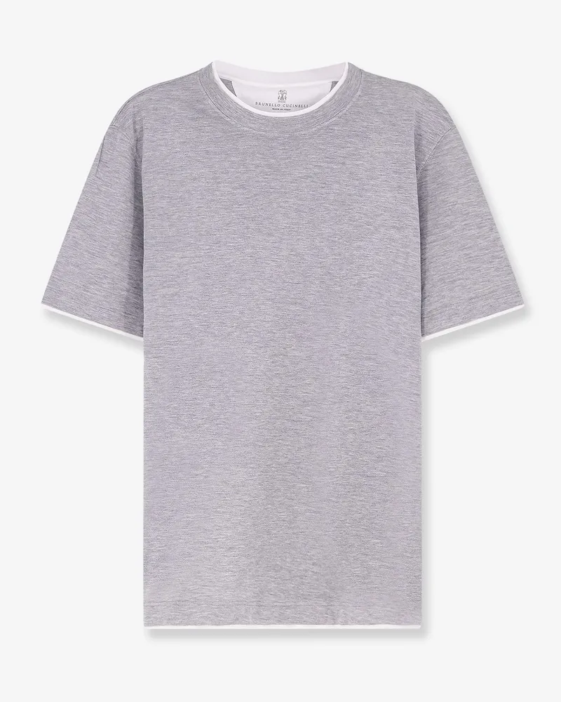 Brunello Cucinelli Silk and cotton blend T-shirt -  - gender_Man Grey