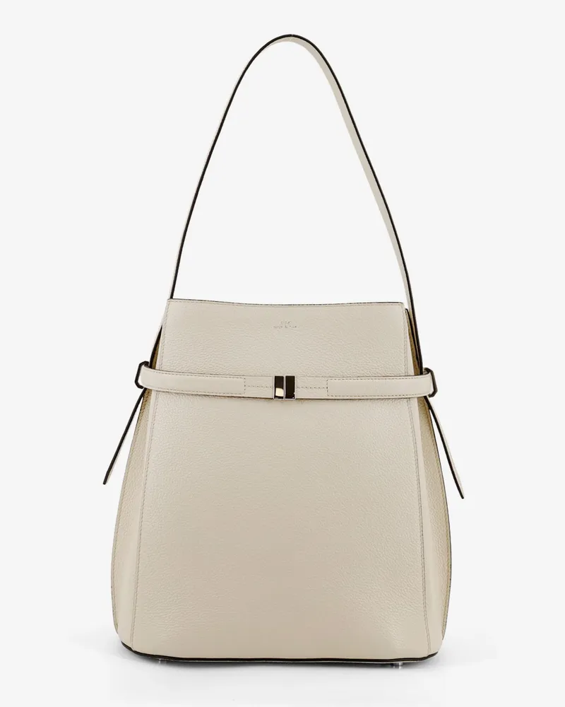 Totême Hammered leather bucket bag with strap on the front -  - gender_Woman Beige