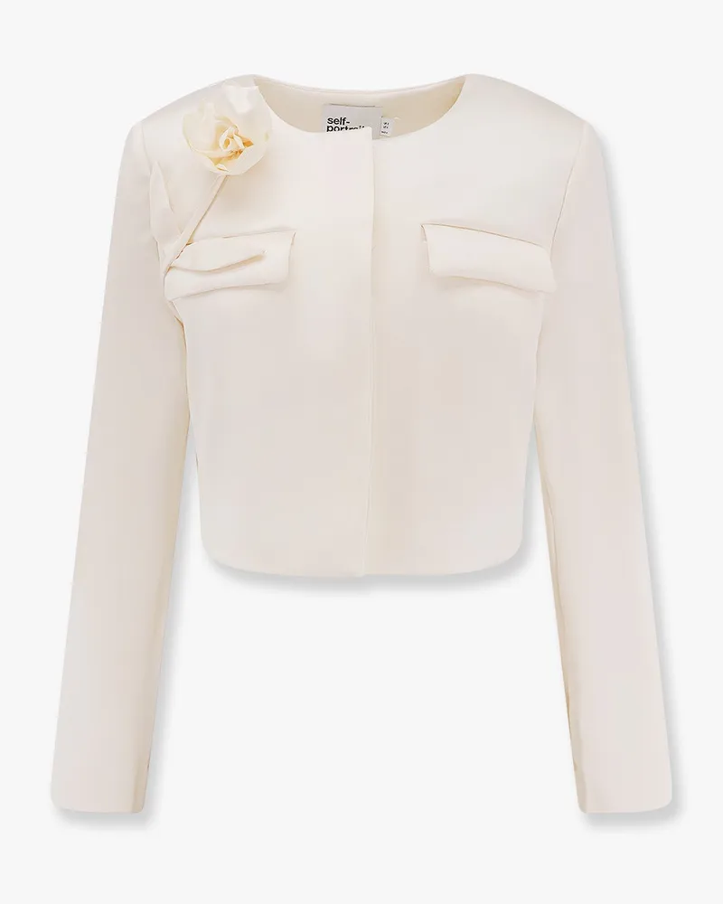 Self-Portrait Satin blazer with 3d flower -  - gender_Woman Beige