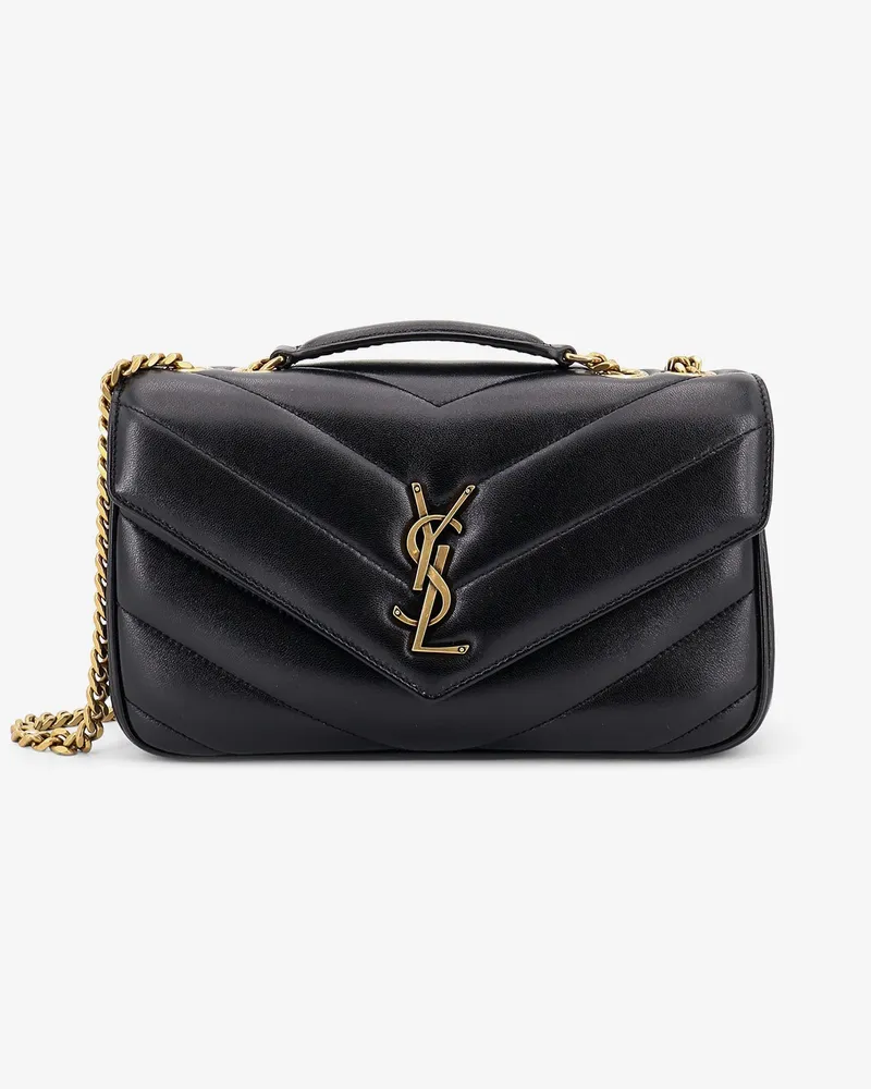 Saint Laurent Loulou leather shoulder bag with metal Cassandre logo -  - gender_Woman Black