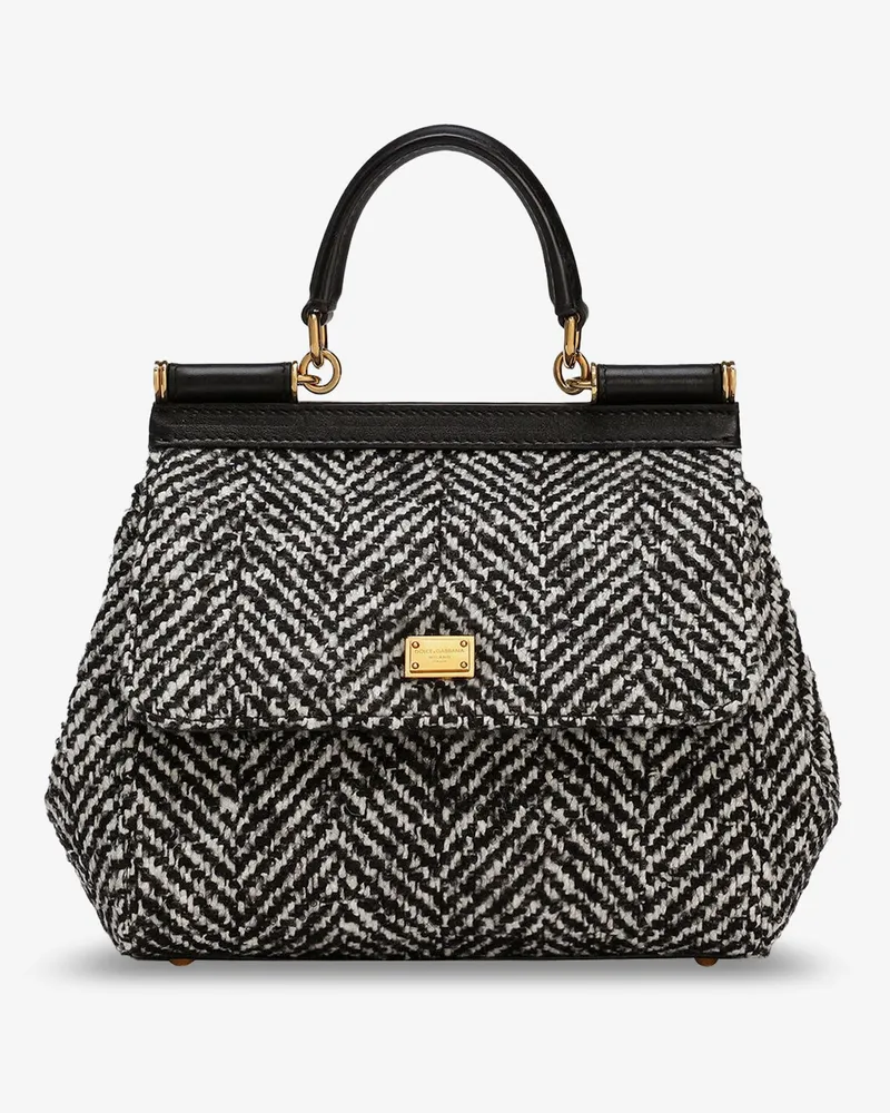 Dolce & Gabbana Sicily Medium chevron fabric shoulder bag -  - gender_Woman Black