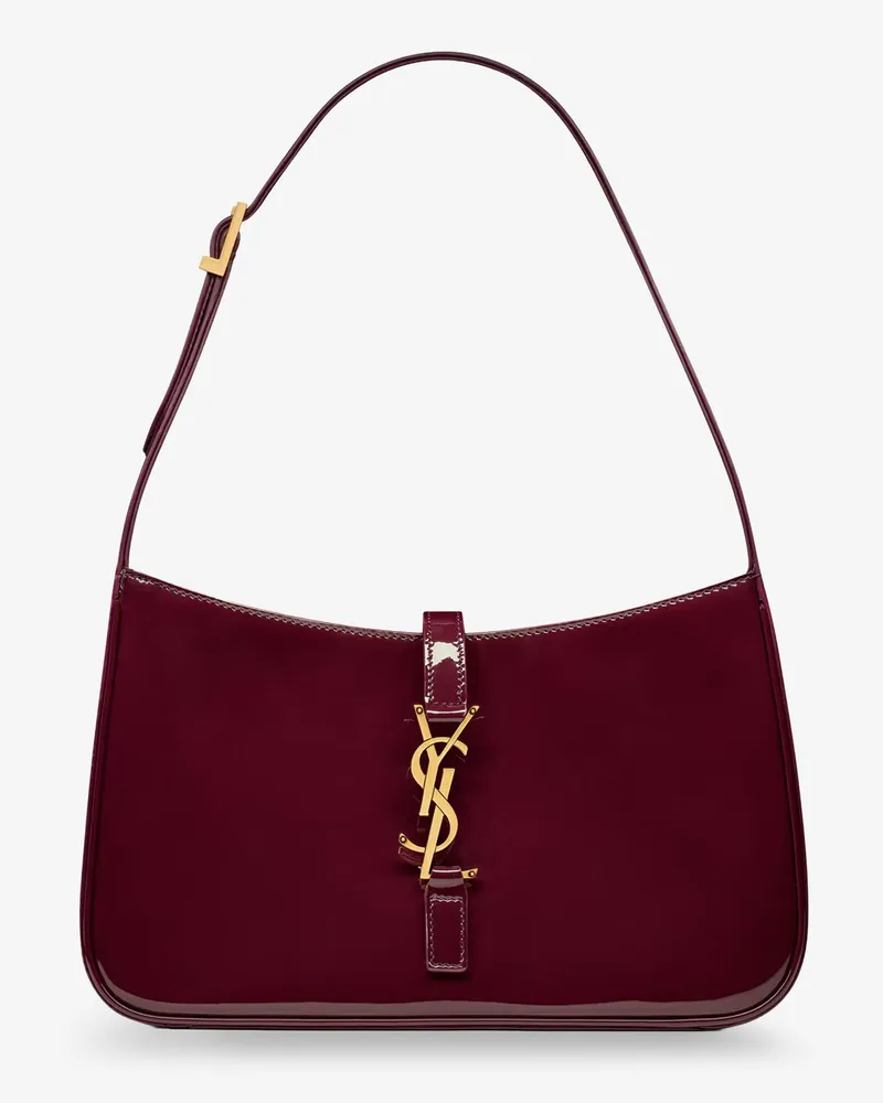 Saint Laurent LE 5 À 7 bordeaux patent leather shoulder bag -  - gender_Woman Red