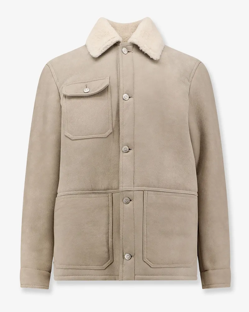 DFOUR Leather long jacket -  - gender_Man Grey