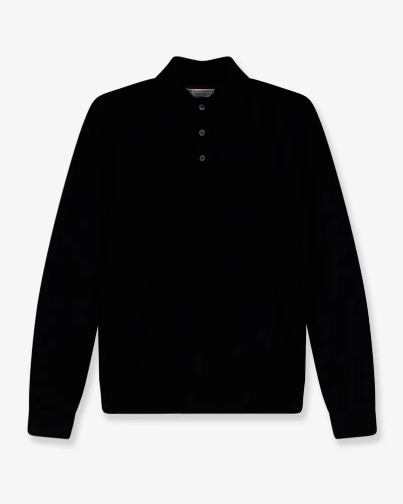 Brunello Cucinelli Cashmere and silk polo shirt -  - gender_Man Black