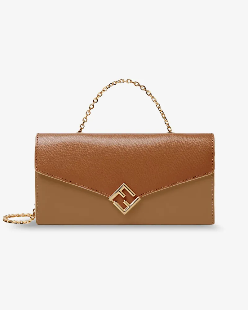 Fendi On Chain FF Diamonds Leather Wallet -  - gender_Woman Brown