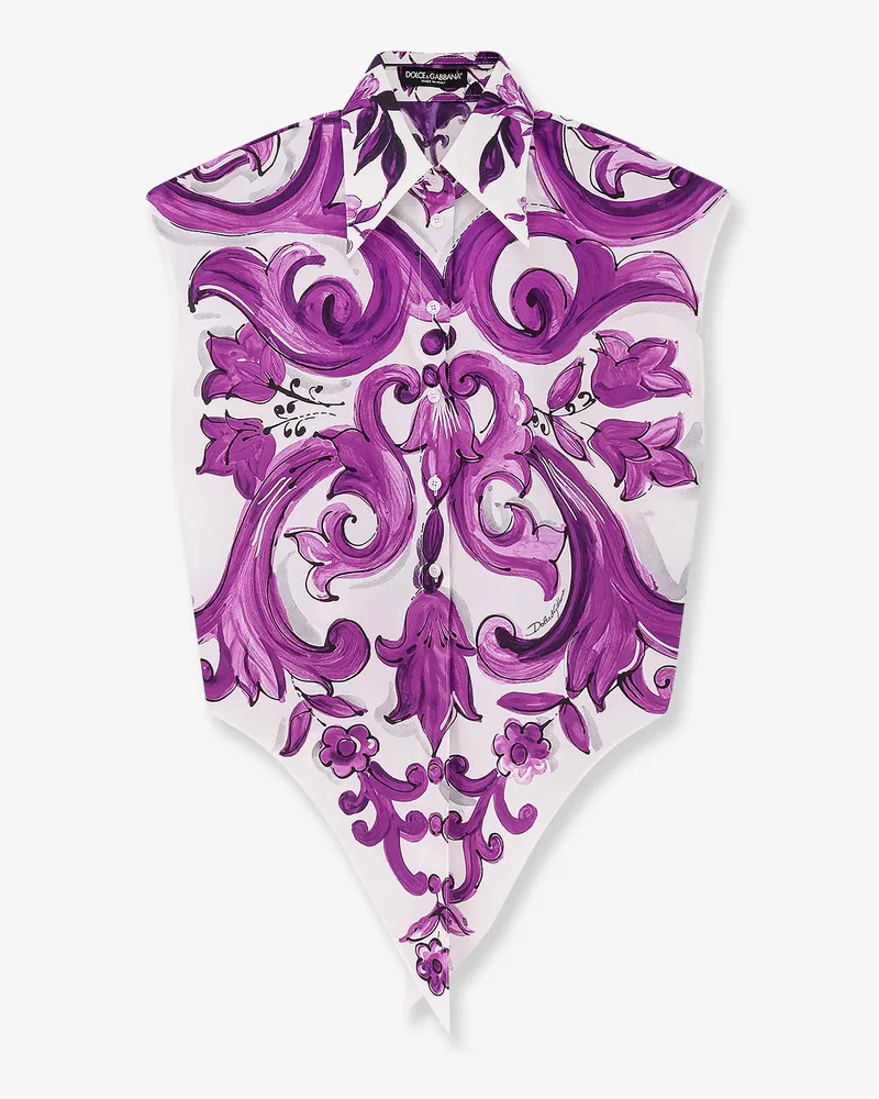 Dolce & Gabbana Cotton shirt with Maiolica print -  - gender_Woman Purple
