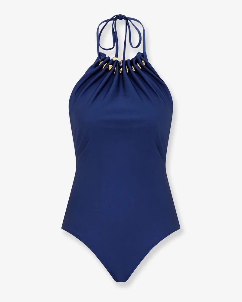 Zimmermann Aster one-piece swimsuit in shiny nylon with bead detail -  - gender_Woman Blue