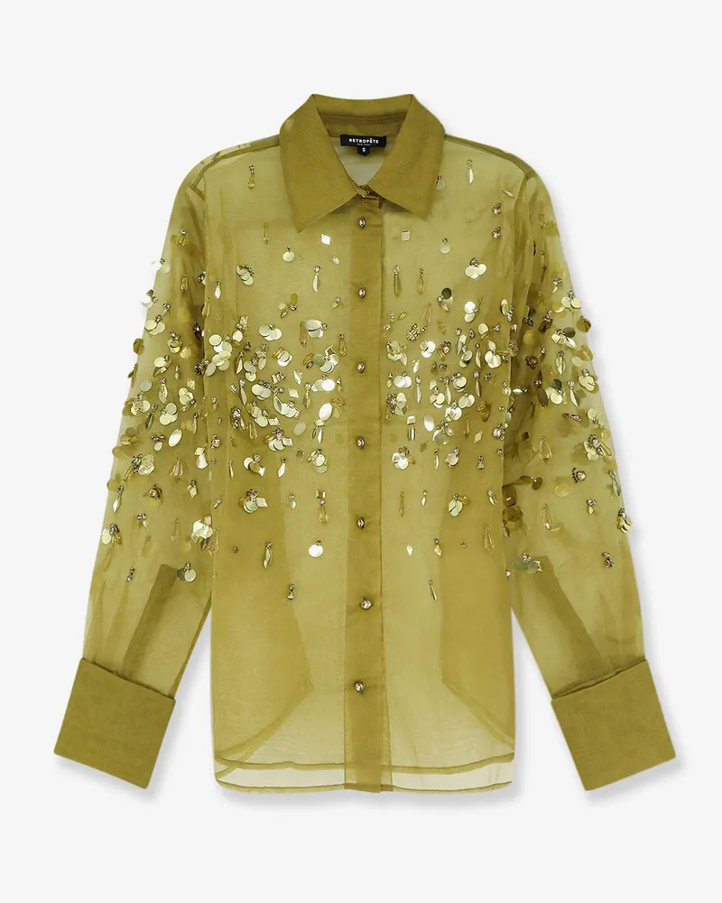 Retrofête Voile shirt with sequins and rhinestones -  - gender_Woman Green