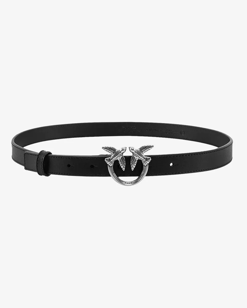 Pinko Love berry leather belt with love birds buckle -  - gender_Woman Black