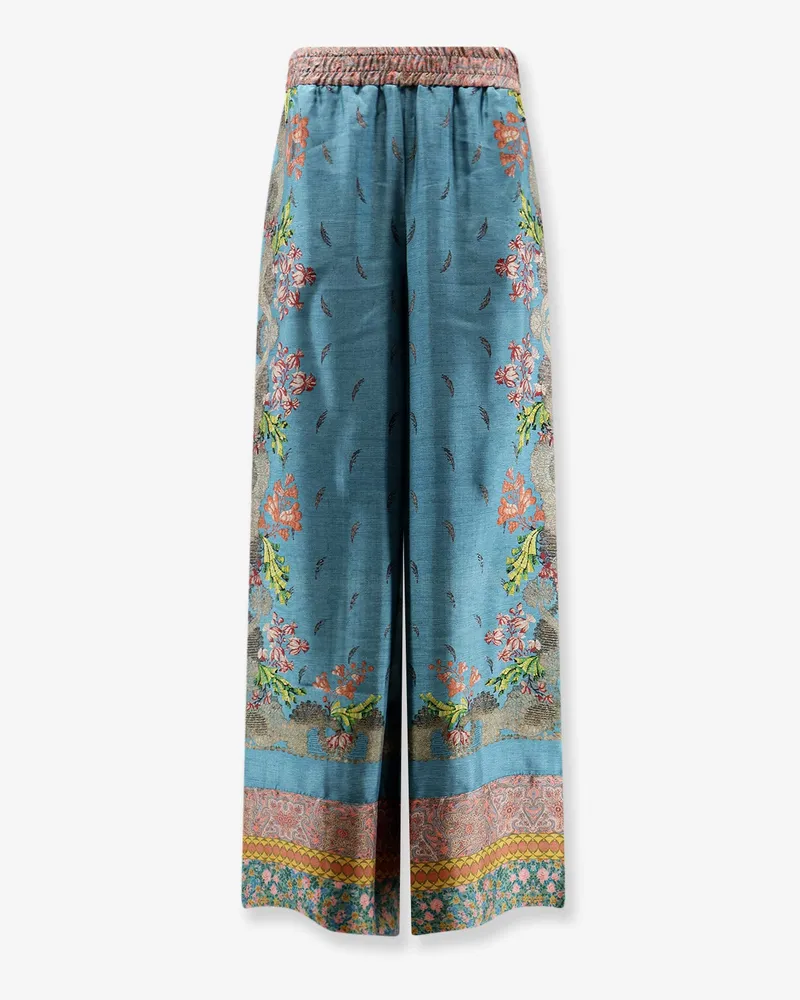 Pierre-Louis Mascia Silk trousers with multicolor print -  - gender_Woman Blue