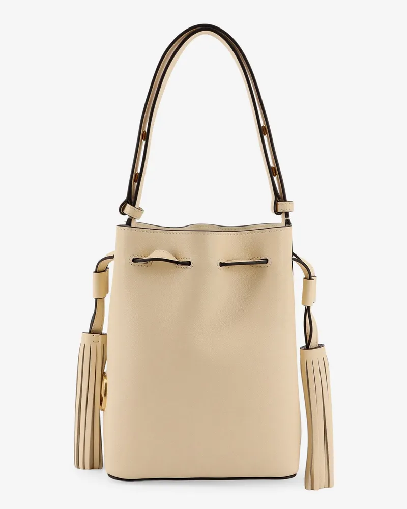 Valentino Garavani Leather bucket bag with metal VLogo Signature -  - gender_Woman Beige