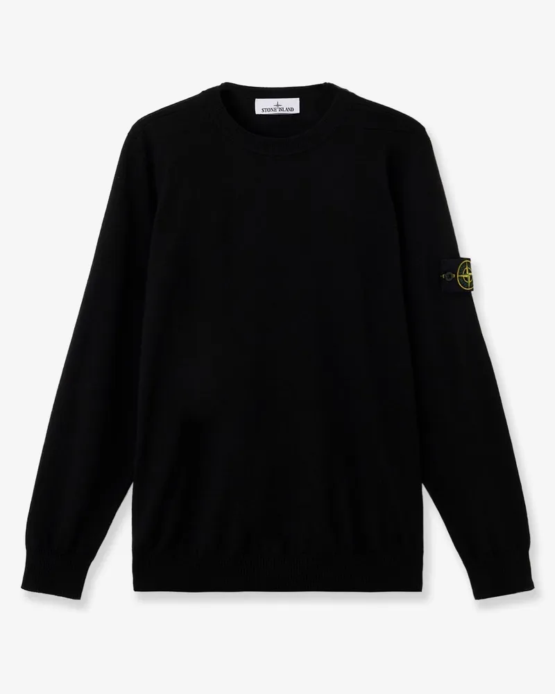 Stone Island Wool sweater with side logo patch -  - gender_Man Black