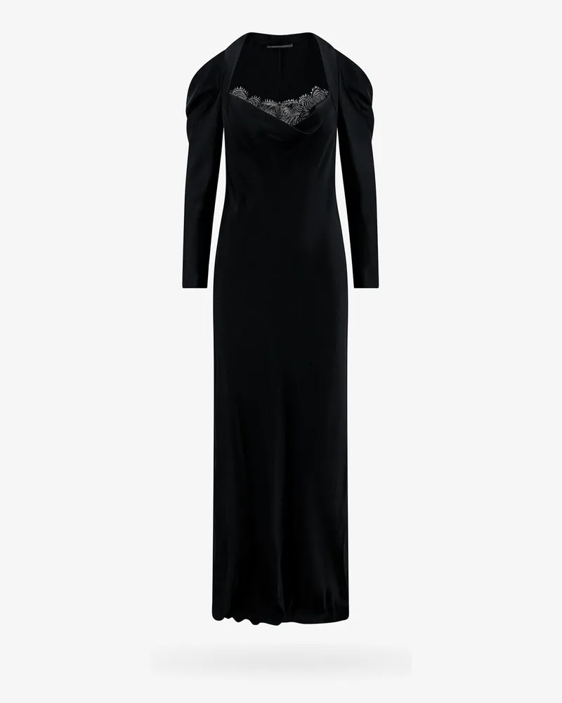 Alberta Ferretti Satin dress with lace profile -  - gender_Woman Black