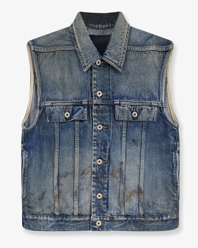 DRKSHDW by Rick Owens Sleeveless denim jacket -  - gender_Man Blue