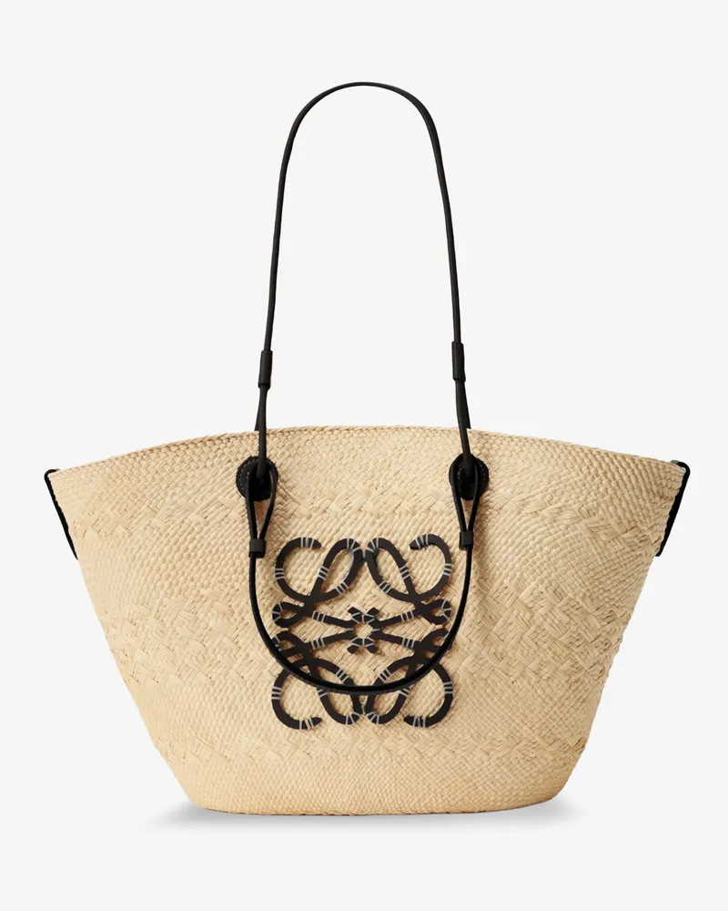 Loewe Paula's Ibiza Anagram leather and iraca palm shoulder bag -  - gender_Woman Beige