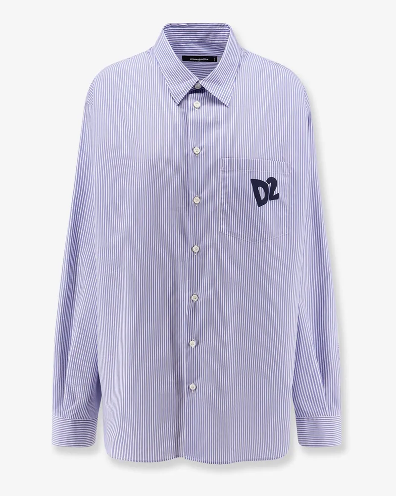 Dsquared2 Summer Lovers oversized striped cotton shirt - DSQUARED2 - gender_Woman Blue