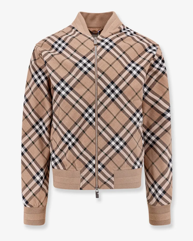 Burberry Wool blend jacket with check print -  - gender_Man Beige