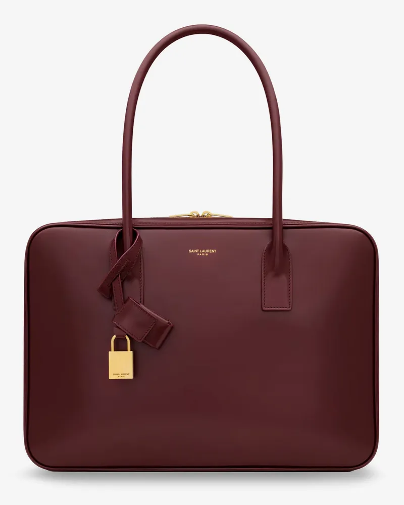 Saint Laurent Sac de Jour in Box leather handbag with metal lock detail -  - gender_Woman Red