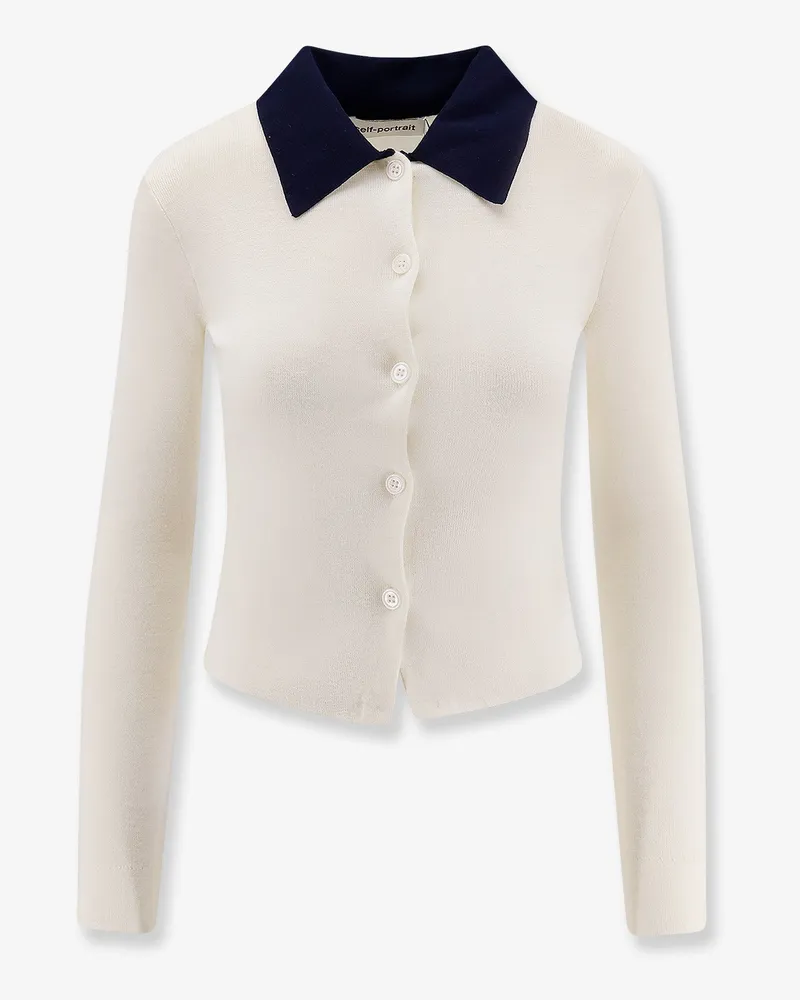 Self-Portrait Wool cardigan with contrasting collar -  - gender_Woman White