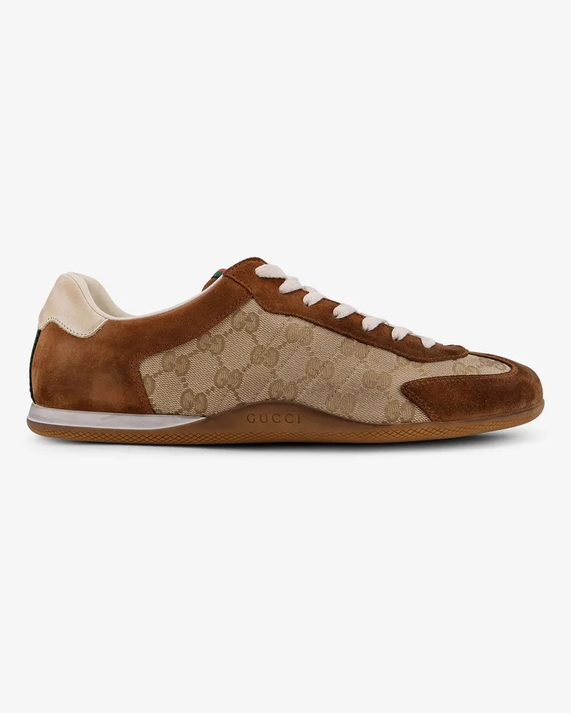 Gucci Shift suede sneakers with GG Supreme Fabric inserts - GUCCI - gender_Man Brown