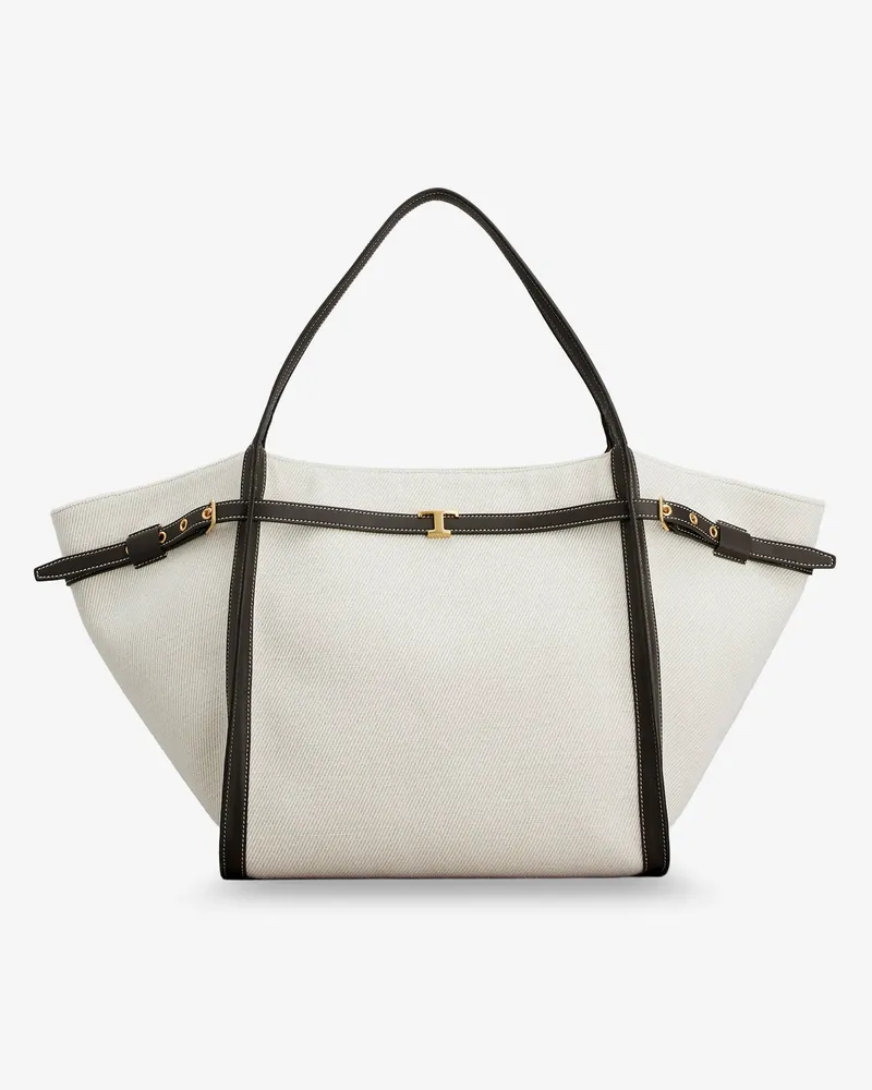 TOD'S Tim canvas and leather Medium Shopping Bag -  - gender_Woman White