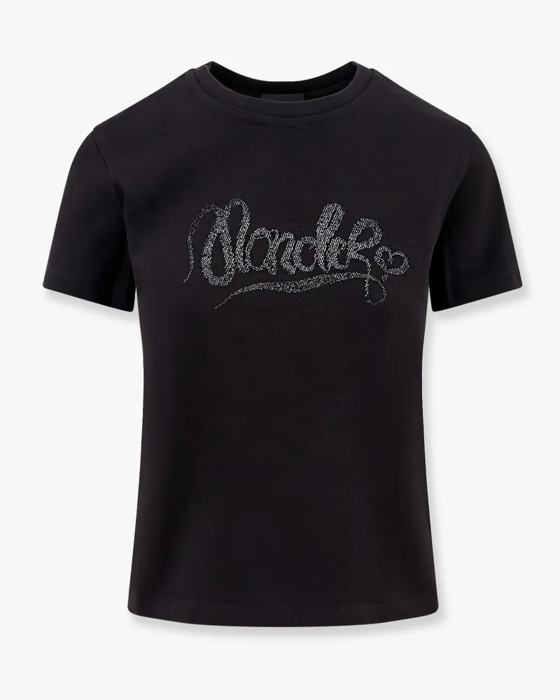 Moncler Cotton t-shirt with lurex logo embroidery -  - gender_Woman Black