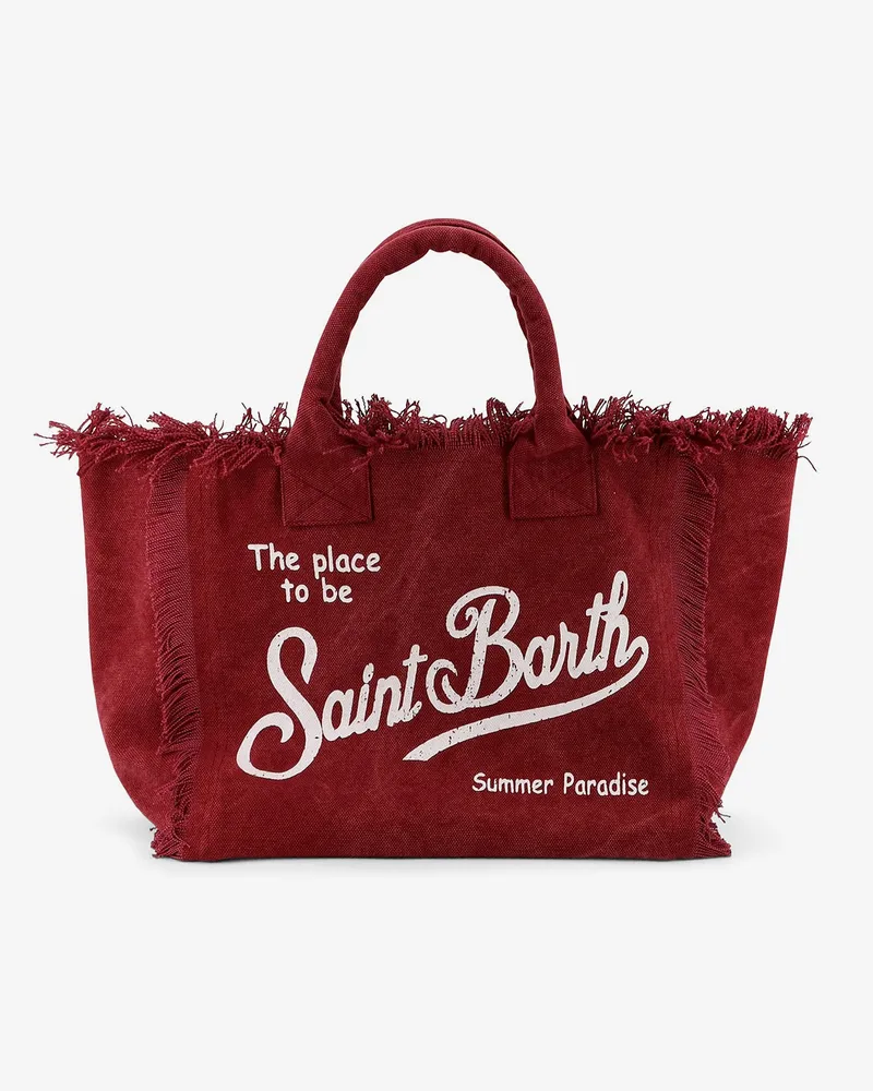 MC2 Saint Barth Vanity canvas shoulder bag with frayed edges -  - gender_Woman Red