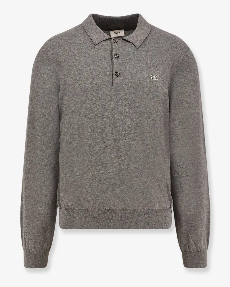 Celine Cotton polo shirt with Triomphe detail -  - gender_Man Grey