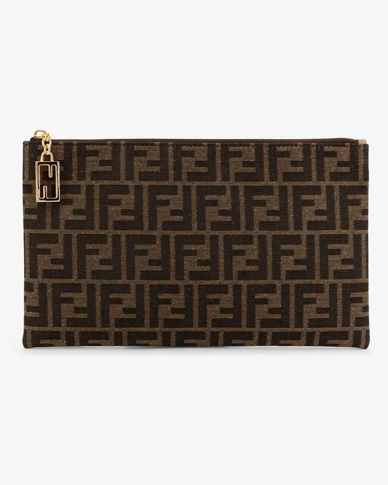 Fendi Medium Flat FF Jacquard fabric Pouch -  - gender_Woman Brown