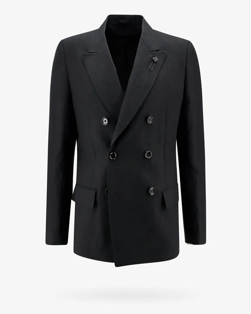 LARDINI Double-breasted linen jacket -  - gender_Man Black