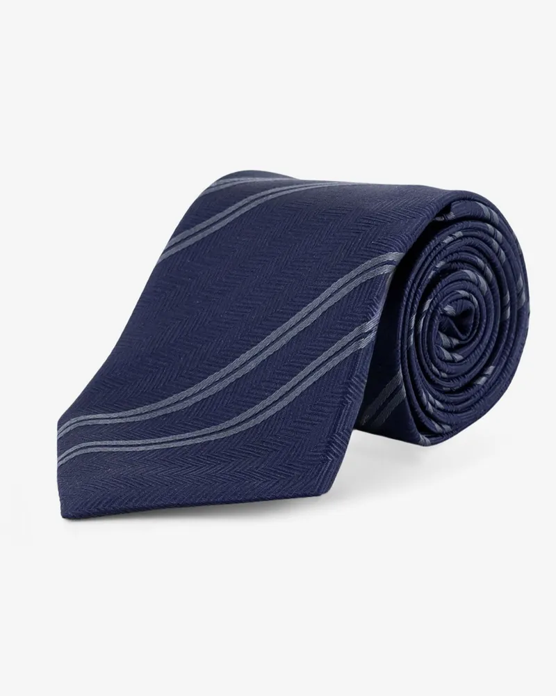 Brunello Cucinelli Regimental motif silk tie -  - gender_Man Blue