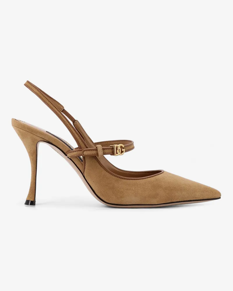 Dolce & Gabbana Suede slingback pumps -  - gender_Woman Beige