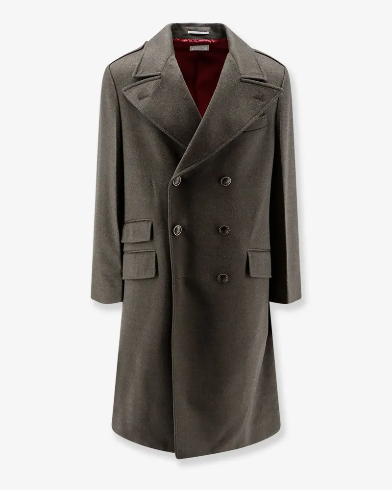 Brunello Cucinelli Double-breasted virgin wool coat -  - gender_Man Grey
