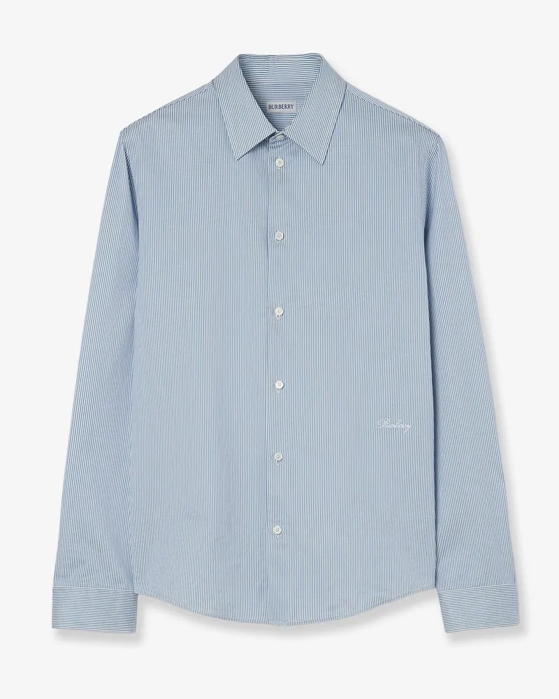 Burberry Striped cotton shirt -  - gender_Man Blue