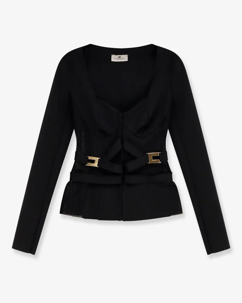 Elisabetta Franchi Stretch fabric blazer with metal details -  - gender_Woman Black