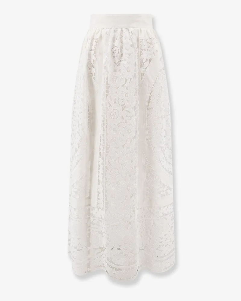 Dolce & Gabbana Linen and cotton skirt with laces embroidery -  - gender_Woman White