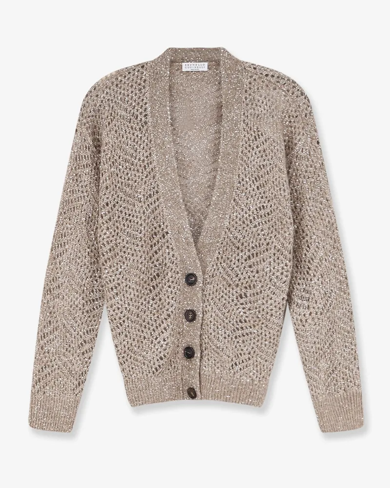 Brunello Cucinelli Mohair blend cardigan with iconic Dazzling motif -  - gender_Woman Grey