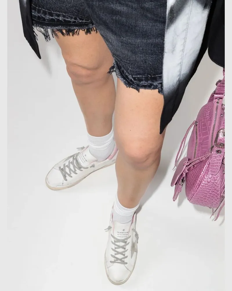 Golden Goose Superstar distressed lace-up sneakers -  - gender_Woman White