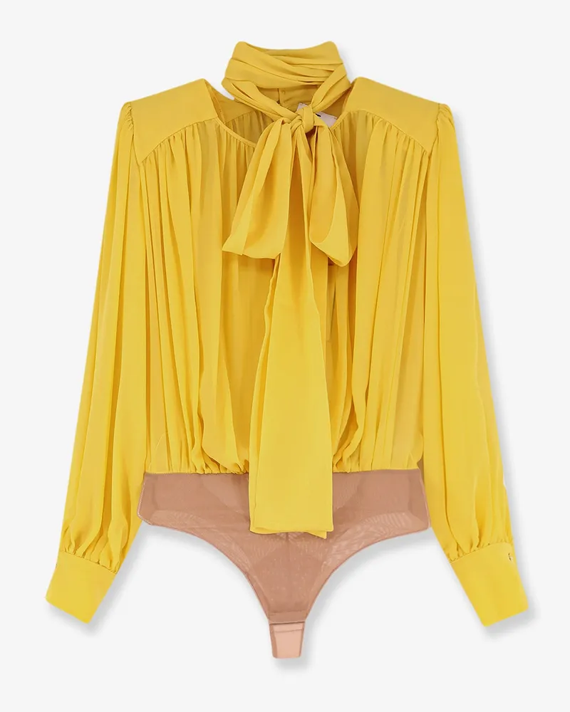 Elisabetta Franchi Silk shirt with body detail -  - gender_Woman Yellow