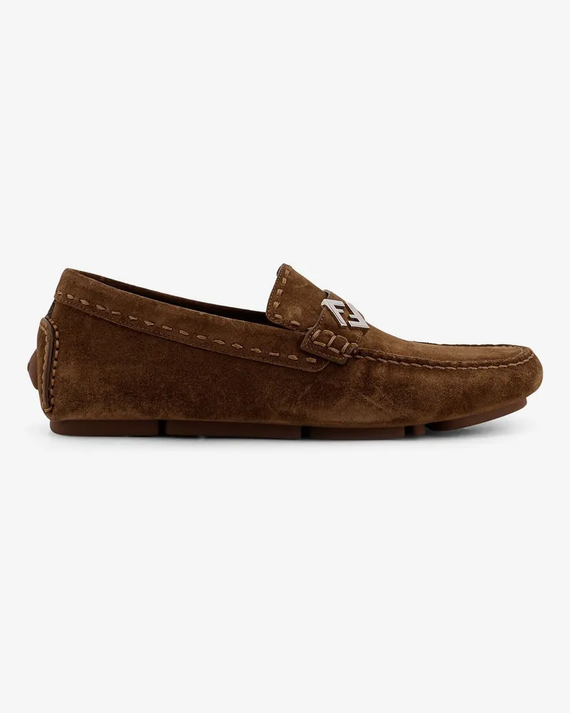 Fendi Driver Crosta suede loafers -  - gender_Man Brown
