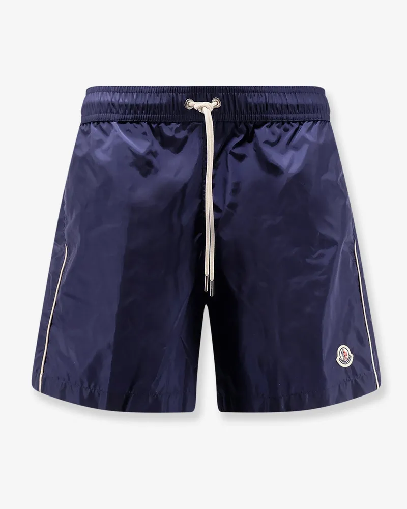 Moncler Nylon swim shorts with side logo patch -  - gender_Man Blue