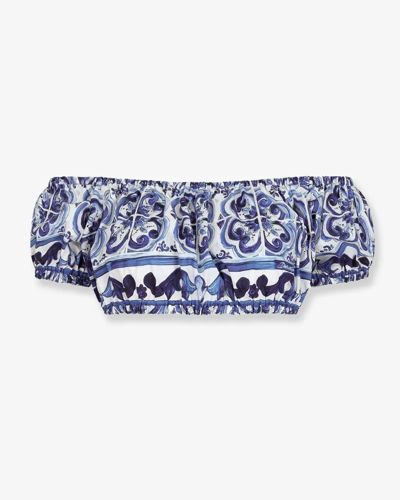 Dolce & Gabbana Cotton top with Maiolica print -  - gender_Woman Blue