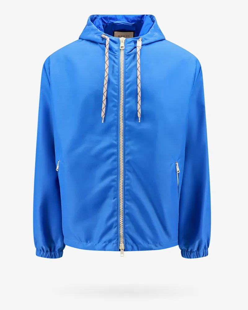 Gucci Nylon jacket with web and  1921 details - GUCCI - gender_Man Blue